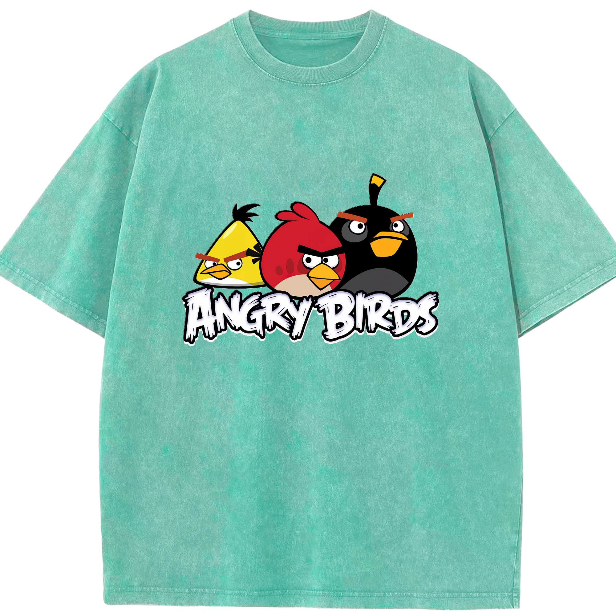 （画像用） Angry Birds アングリーバード 綿100% ヴィンテージ風 半袖Tシャツ（フロントプリント）